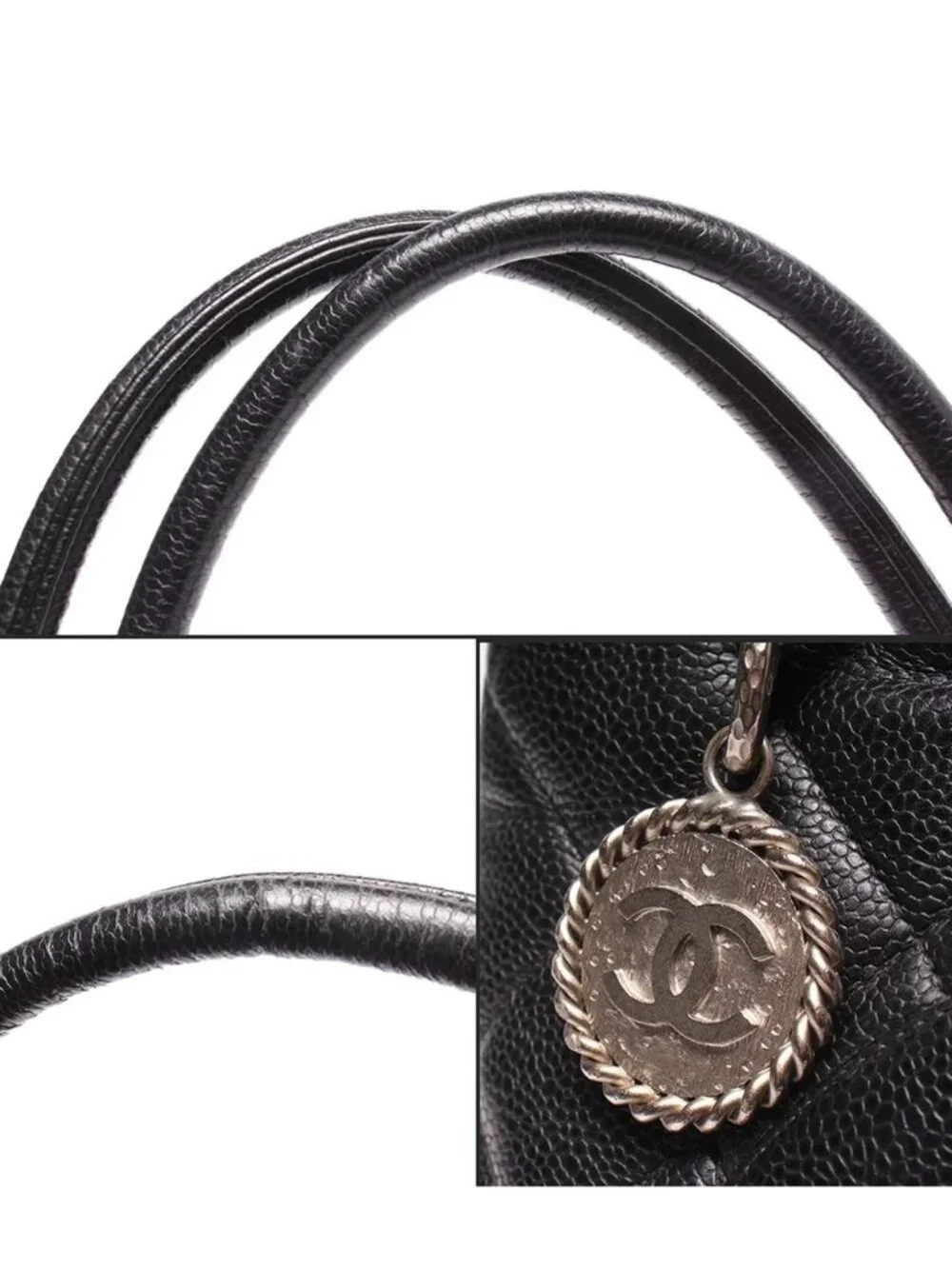 Chanel Tote Silver Reissue Caviar Leather Medallion CC Logo